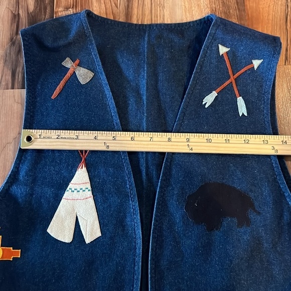 Beautiful Native American denim jean vest patchwork PTP 21 - Picture 10 of 12